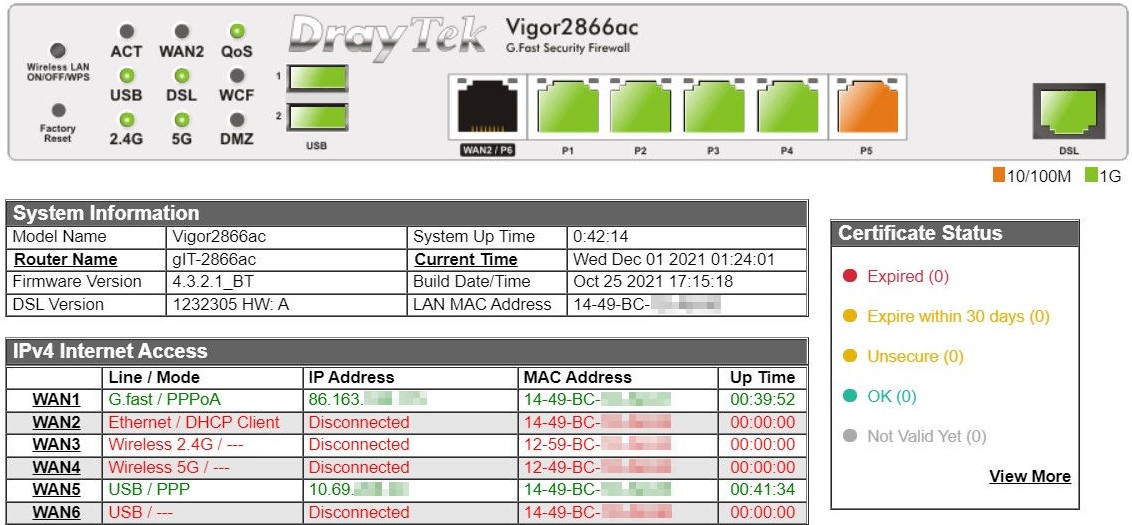 DrayTek Router Dashboard